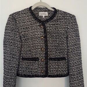 Heartloom Black Blazer Cropped Tweed Jacket